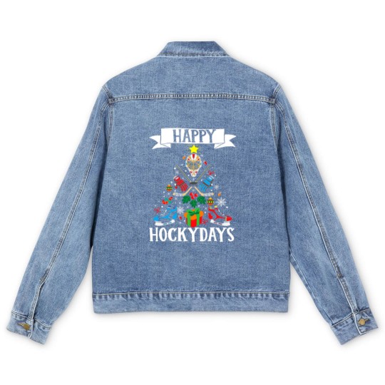 Discover Ice I Love Hockey Player Team Men's Denim Jackets