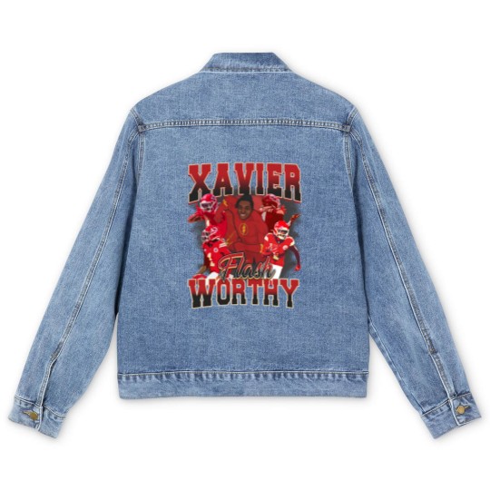 Discover Xavier Worthy Flash Vintage Style Y2K Football Men's Denim Jackets Men's Denim Jackets