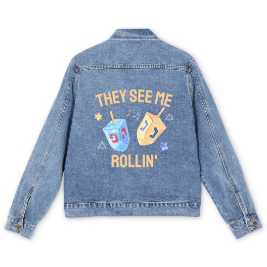 Discover They See Me Rollin, Hanukkah Men's Denim Jackets