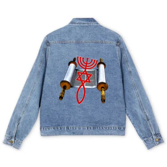 Discover Torah Messianic Seal Men's Denim Jackets