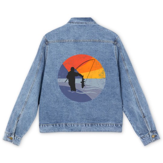 Discover Fishing fishing rod FISHING FISHERMAN lake fishing Men's Denim Jackets