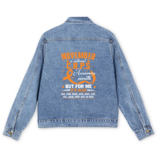 Discover In November We Wear Orange Ribbon CRPS Awareness Month / Day Men's Denim Jackets