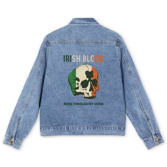 Discover Irish Blood run through my Veins Men's Denim Jackets