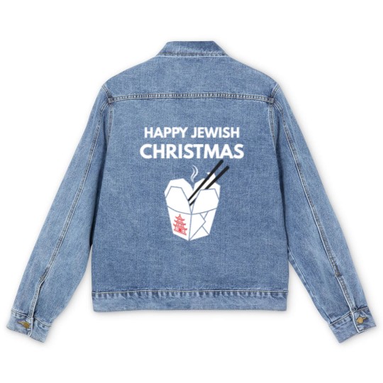 Discover Happy Jewish Christmas Men's Denim Jackets Chinese Takeout- Hanukkah Men's Denim Jackets