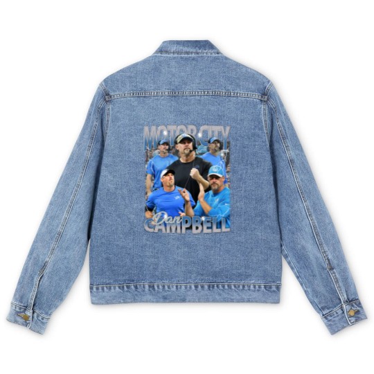 Discover Vintage 90s Graphic Style Motorcity Dan Men's Denim Jackets, Dan Campbell Men's Denim Jackets, Vintage Oversized Sport Men's Denim Jackets