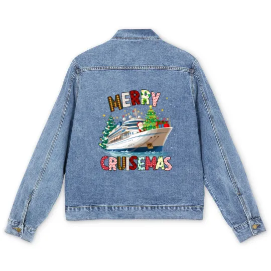 Discover Merry Cruisemas Men's Denim Jackets, Christmas Cruise Crew Men's Denim Jackets