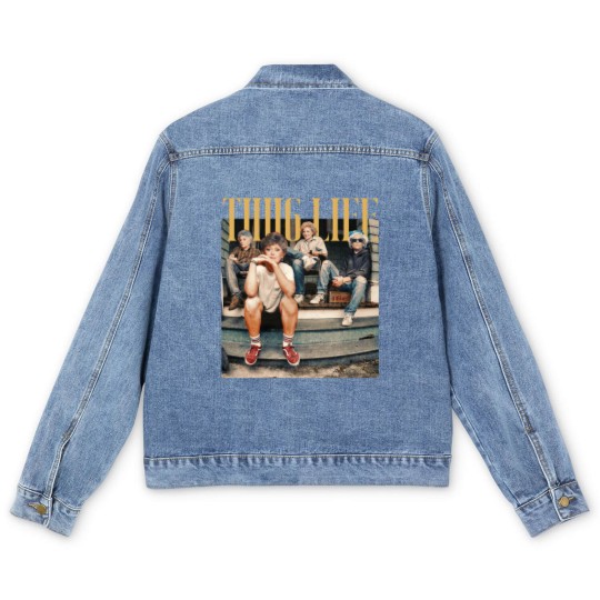 Discover Thug Life Stay Golden Men's Denim Jackets Womens Vintage Men's Denim Jackets 80s TV Men's Denim Jackets Retro Womens Funny Men's Denim Jackets Trendy  Womens Oversized Gift For Her