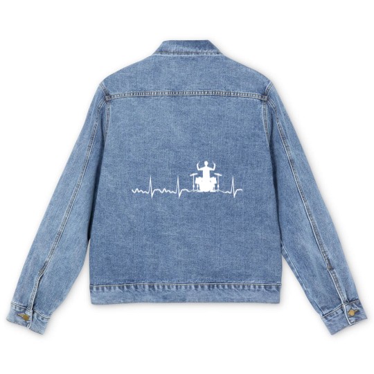 Discover Drummer Heartbeat Drummer Drum Band Men's Denim Jackets