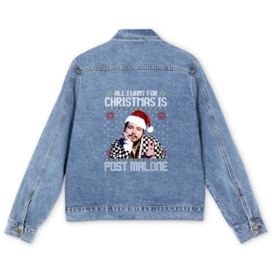 Discover Vintage All I Want For Christmas Is Post Malone Men's Denim Jackets