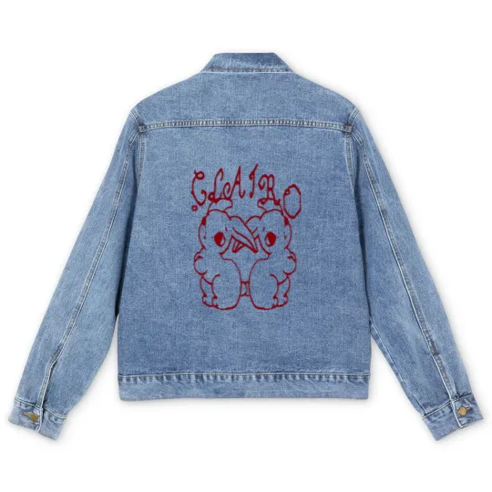 Discover Clairo Merch Store Clairo Bunnies Men's Denim Jackets (Light Blue)