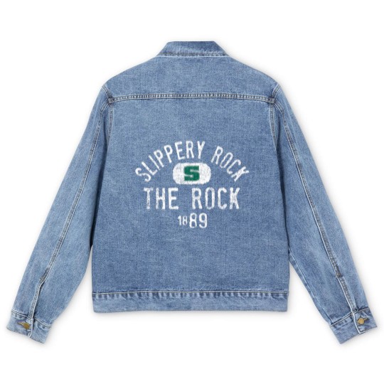 Discover slippery rock he rock vinage 1889 logo officially licensed shir Men's Denim Jackets