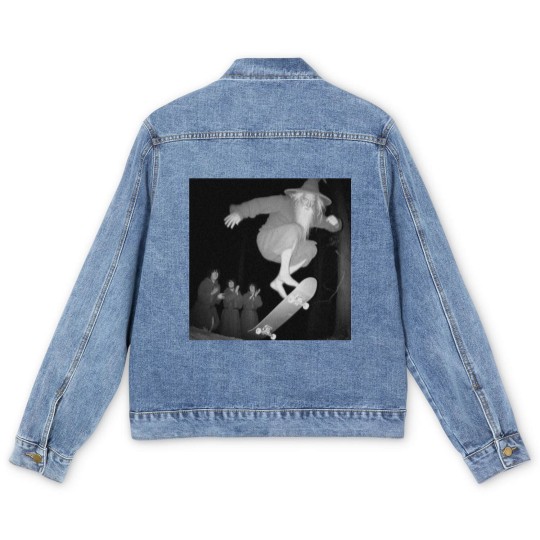 Discover Gandalf skateboarding Men's Denim Jackets, Gandalf skating in the woods Men's Denim Jackets