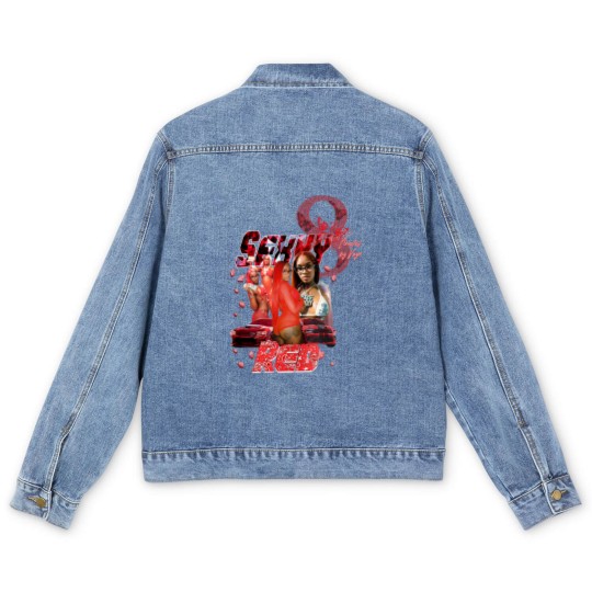Discover Vintage Sexyy Red Men's Denim Jackets, Sexyy Red Men's Denim Jackets, Retro Sexyy Red Men's Denim Jackets For Fans
