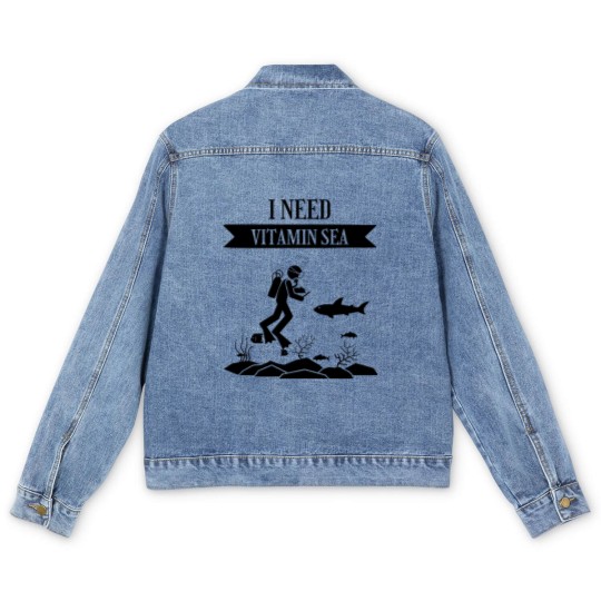 Discover Scuba, Scuba Diving Men's Denim Jackets, Scuba Diver Men's Denim Jackets