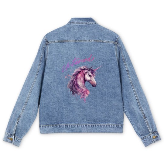 Discover Unicorn Men's Denim Jackets, Retro 80s  Men's Denim Jackets, Untamed Fantasy Mythical Magical Men's Denim Jackets