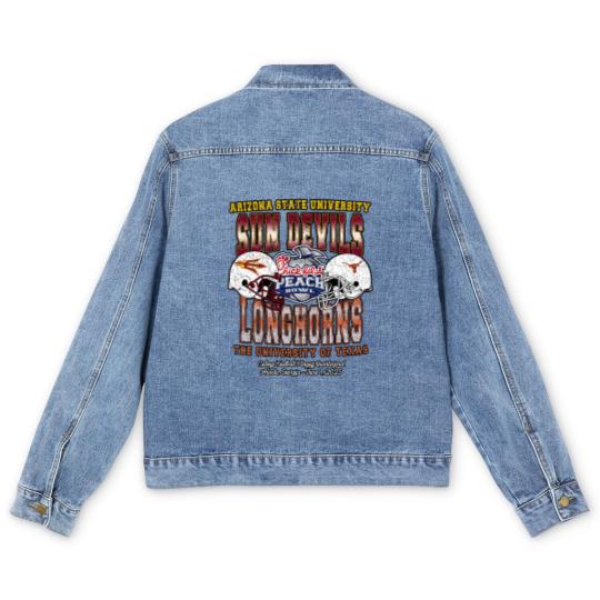 Discover 2025 Chick-fil-A Peach Bowl Matchup Men's Denim Jackets Arizonna State Sun Devills