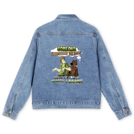 Discover Scooby Doo Someone Pass Shaggy The Baggy So He Can Roll Scooby A Doobie Men's Denim Jackets