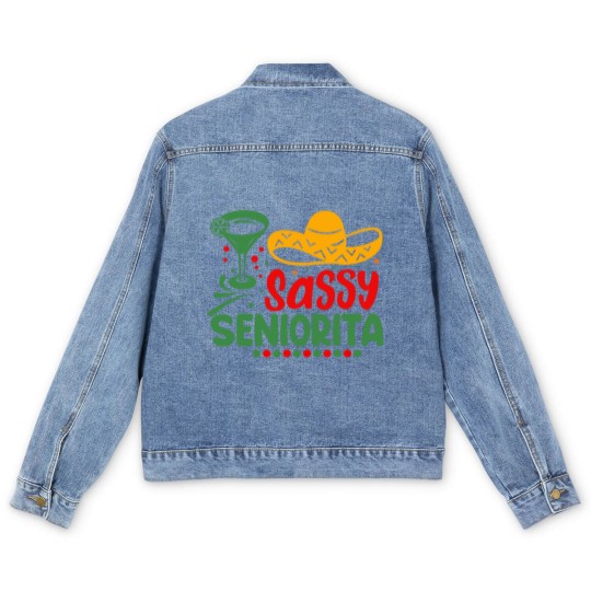 Discover Sassy Seniorita Sombrera Cinco De Mayo Margarita L Men's Denim Jackets