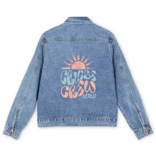 Discover Cruise Crew Men's Denim Jackets 2025 Cruise Men's Denim Jackets Cruise Men's Denim Jackets Family Cruising Men's Denim Jackets Cruise Squad Men's Denim Jackets Matching Cruise Men's Denim Jackets