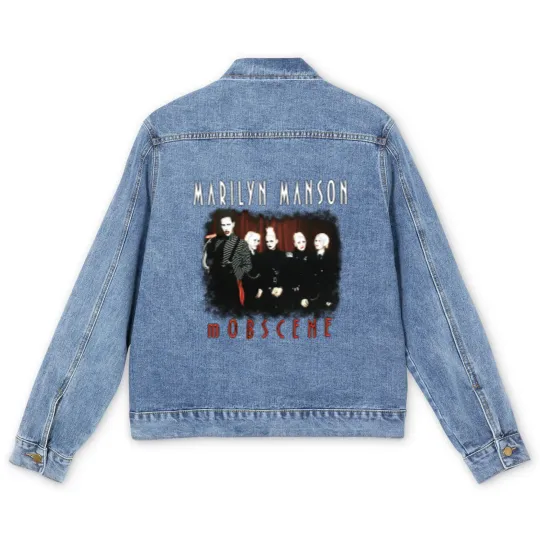 Discover Marilyn Manson mOBSCENE Men's Denim Jackets, Vintage Alt Goth Rock Music