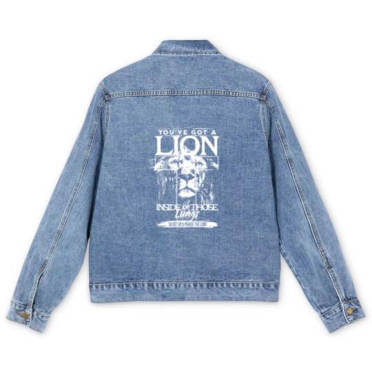 Discover Christian  Men's Denim Jackets - You've Got A Lion Inside Of Those Lungs White Men's Denim Jackets
