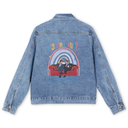 Discover History, Huh? Men's Denim Jackets, Red White and Royal Blue