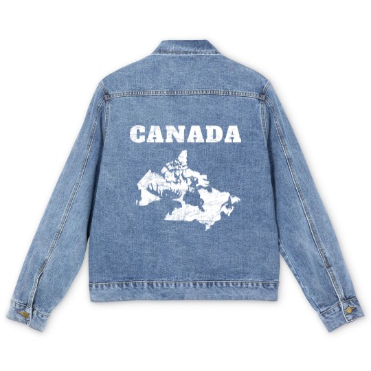 Discover Canada Map Moose - Canada Map - Men's Denim Jackets