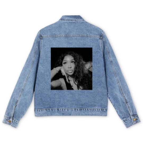 Discover Graphic "S-Z-A" Black n White RnB Printed Men's Denim Jackets