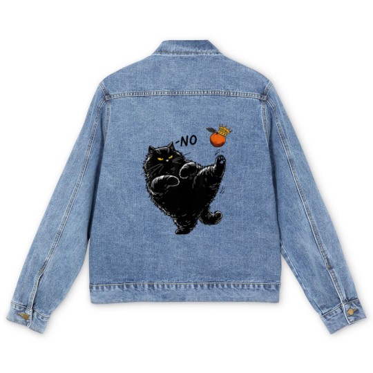 Discover No Kings in America Black Cat Men's Denim Jackets, No Kings Men's Denim Jackets, Funny Political Meme Men's Denim Jackets