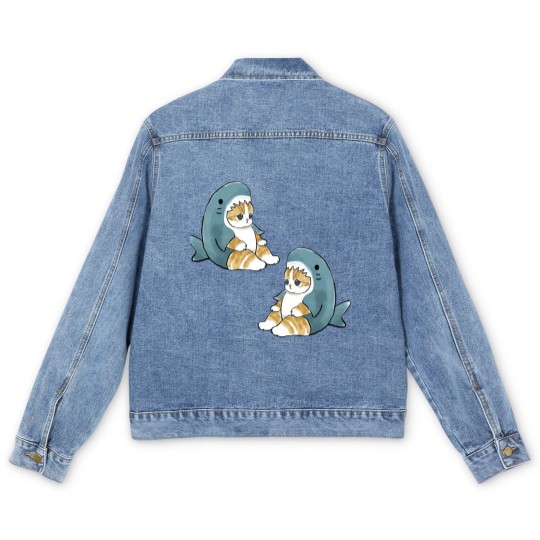 Discover mofu sand 004-2cute cat kitty meeeeow SHARK Men's Denim Jackets