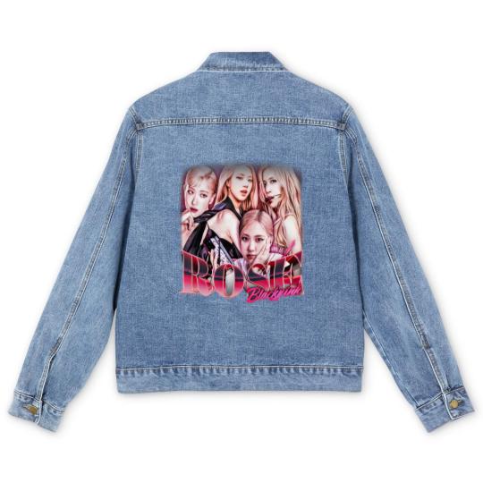 Discover Rose Kpop Men's Denim Jackets, Blackpink Men's Denim Jackets, Rose