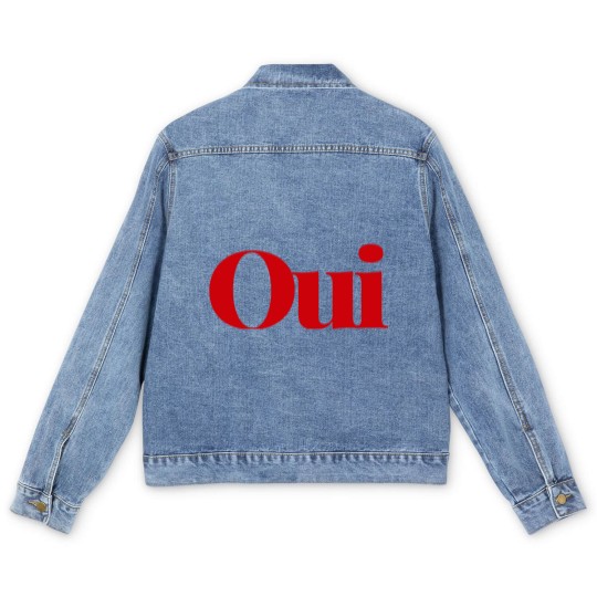 Discover Oui Men's Denim Jackets, French slogan Men's Denim Jackets, cute yes Men's Denim Jackets