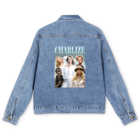 Discover Charlize Theron Vintage Bootleg Men's Denim Jackets, Charlize Theron Vintage Graphic Men's Denim Jackets
