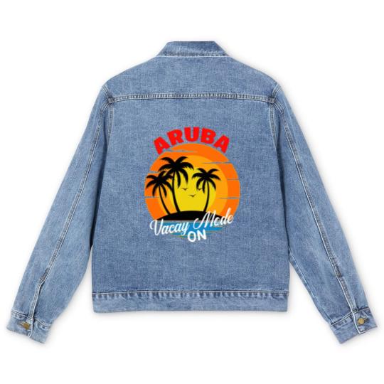 Discover Aruba Men's Denim Jackets Aruba Vacation Men's Denim Jackets