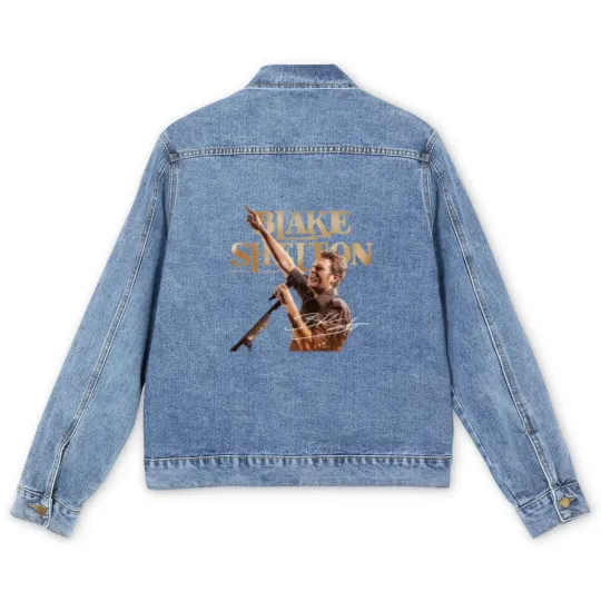 Discover Graphic Black Shelton Men's Denim Jackets, Blake Shelton 2025 Fan Gift, Blake Shelton Tour Merch, Blake Shelton Country Music Fan Men's Denim Jackets