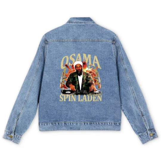 Discover Osama Spin Laden 90s style vintage raptee Men's Denim Jackets