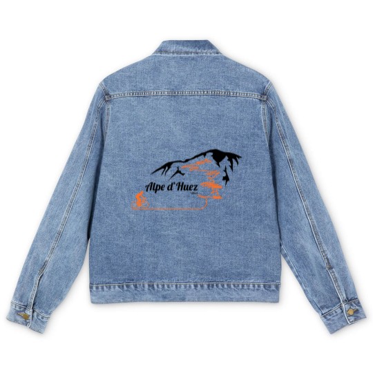 Discover Alpe d'Huez Cycling Print Socks Men's Denim Jackets