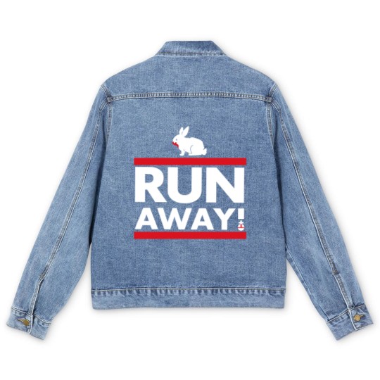 Discover Run Away! Men's Denim Jackets, Monty Python, Spamalot Men's Denim Jackets
