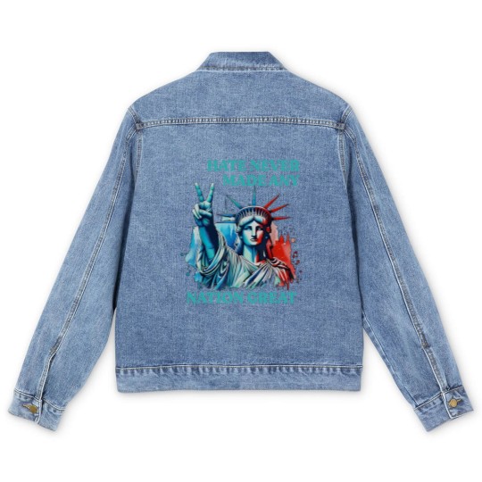 Discover Hate Never Made Any Nation Great Peace Anti Trump Men's Denim Jackets