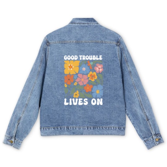Discover Floral Good Trouble Lives On Men's Denim Jackets, Resistance Men's Denim Jackets, John Lewis Men's Denim Jackets