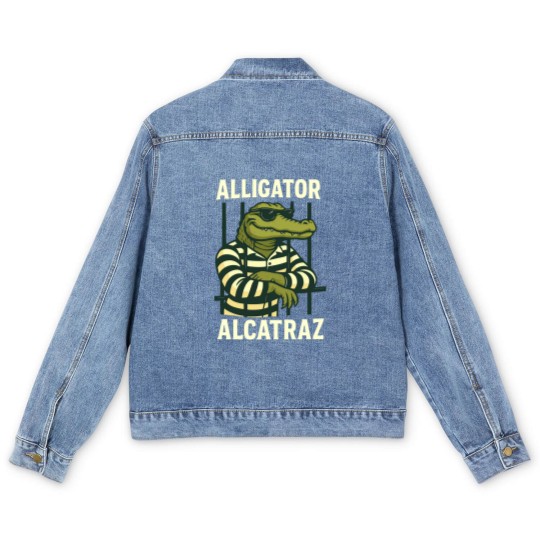 Discover Alligator Alcatraz Men's Denim Jackets Comfort Colors, Funny Gator Men's Denim Jackets, Retro Unisex Graphic Men's Denim Jackets