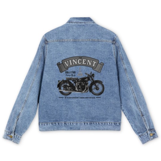 Discover Vincent Black Shadow Classic Motorcycle T Men's Denim Jackets