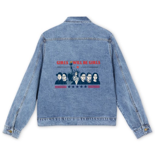 Discover Girls Will be Girls Comfort Colors Men's Denim Jackets, Patriotic Feminist 4th of July Men's Denim Jackets