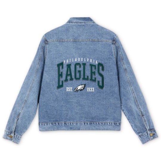 Discover Eagles Football Est. 1933 Baseball Caps, PA Football fans gift, Sundays Are For The Birds, Philly Fan Gift Men's Denim Jackets