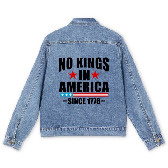 Discover No Kings in America Men's Denim Jackets Anti-Trump, Protest Men's Denim Jackets Democracy Men's Denim Jackets Protest Gift for Anti-MAGA Patriotic Men's Denim Jackets We The People No Kings In America