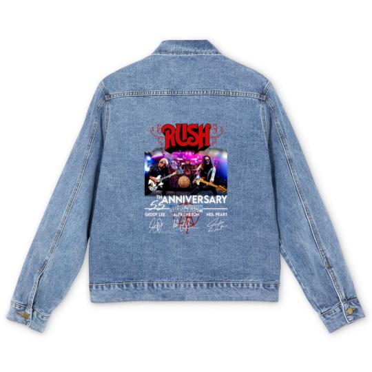 Discover 55 Years RUSH Band 1968-2023 Signatures Men's Denim Jackets