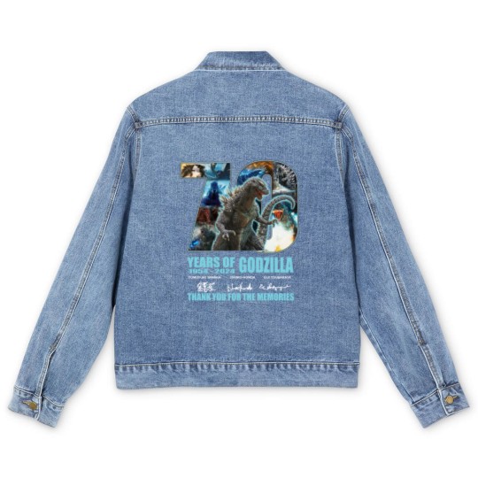 Discover HOT!god zilla 1954 – 2024 70th Anniversary Thank You Men's Denim Jackets