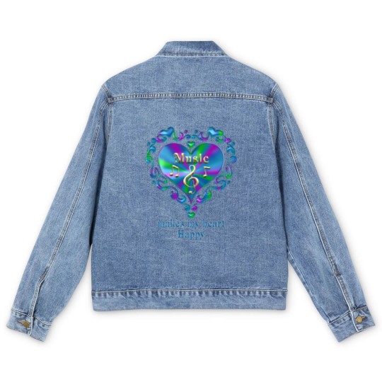 Discover Music Makes My Heart Happy Men's Denim Jackets