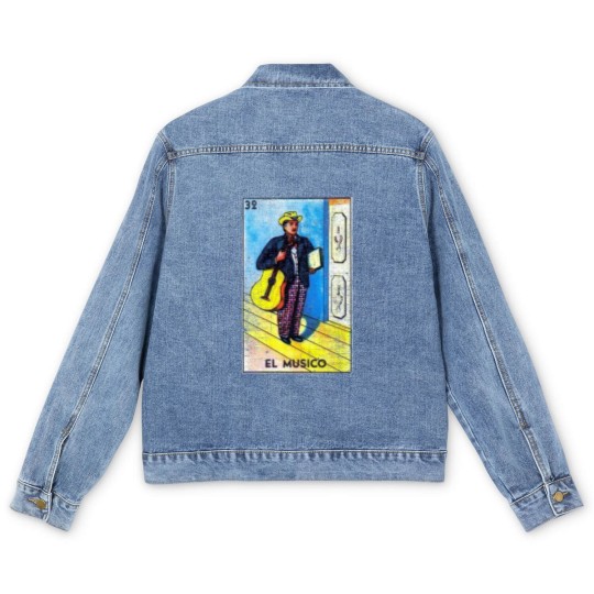 Discover El Musico Mexican Loteria Bingo Card Men's Denim Jackets