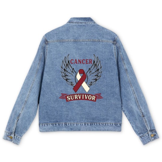 Discover Cancer Survivor Head and Neck Cancer Men's Denim Jackets